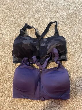 all in motion Purple Seamless Sports Bra with Black Camo Front-Zip